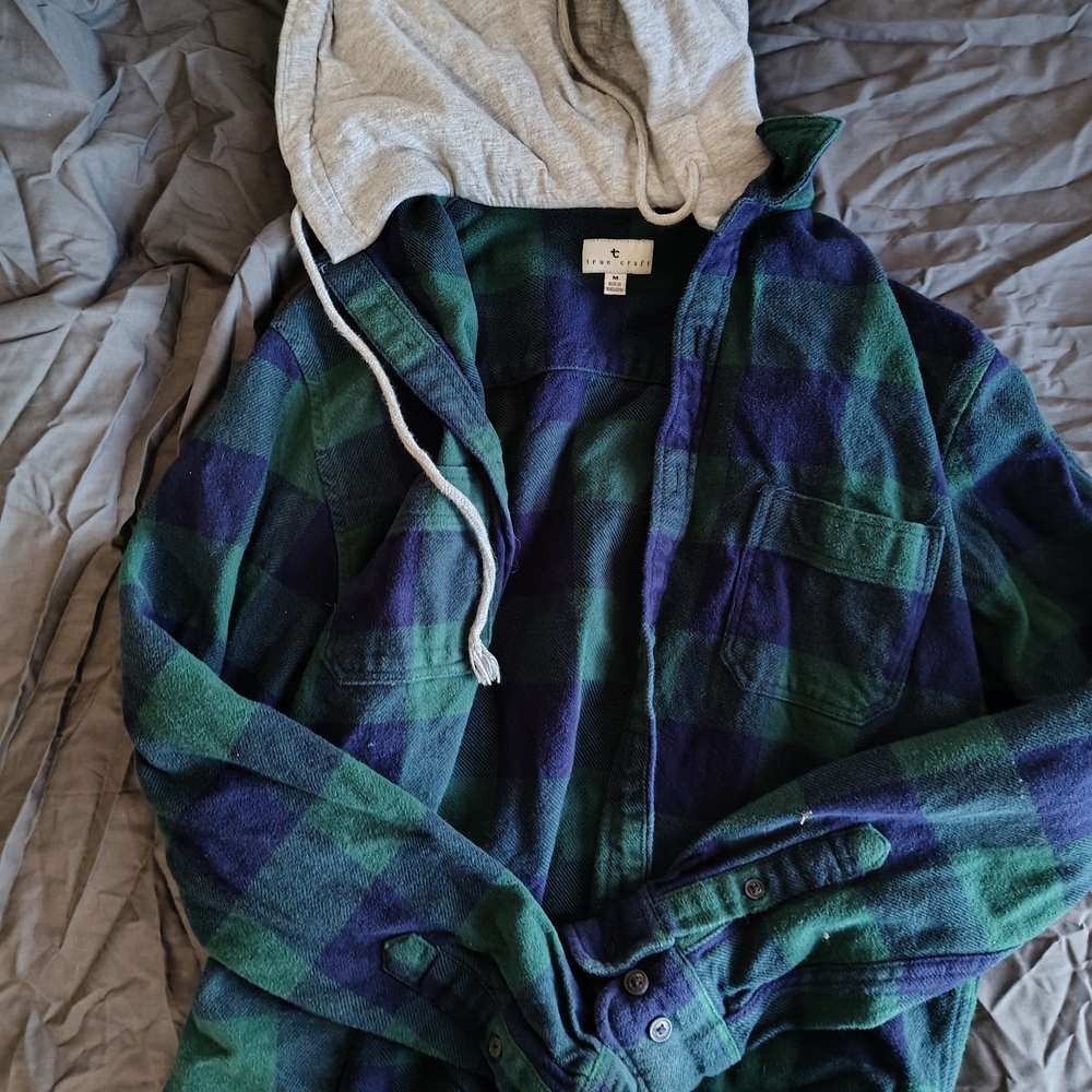 True Craft Blue and Green Plaid Shirt